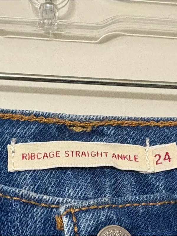Levi’s Ribcage Straight Ankle Jeans Women’s Size 24 High Rise Button Fly Medium - Image 2