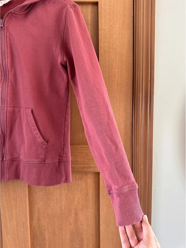Pact Organic Cotton Fleece Full Zip Hoodie Sweatshirt Mauve Pink Women’s Small - Image 3