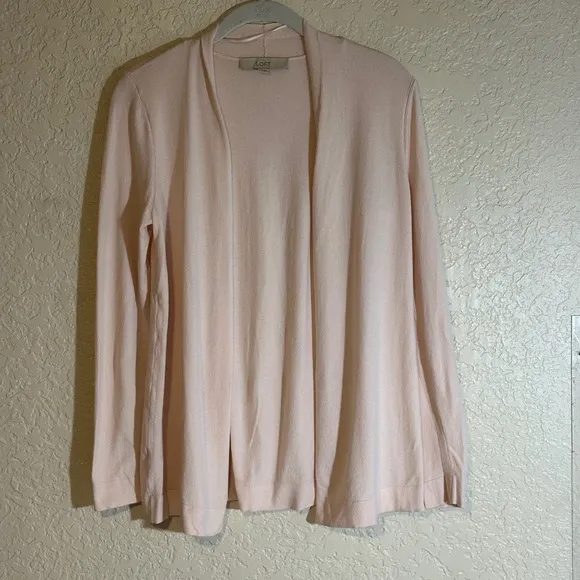 LOFT Women's Pink Lightweight Open‎ Front Long Sleeve Cardigan Sweater XS - Image 11