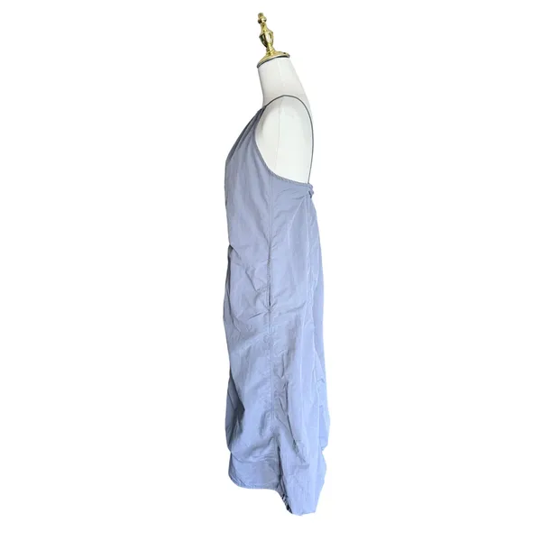 Zara Gray Blue Nylon Halter Midi Parachute Dress Toggle Back Womens Size Medium - Image 6