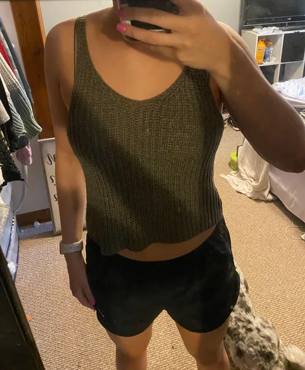 Green knit Crop Top Size L - Image 3