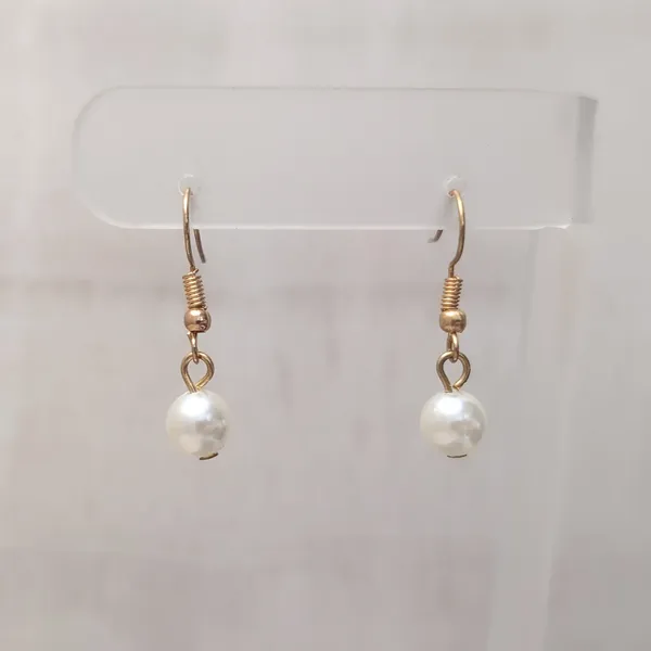 Vintage Faux Pearl Hook Dangle Earrings - Image 2