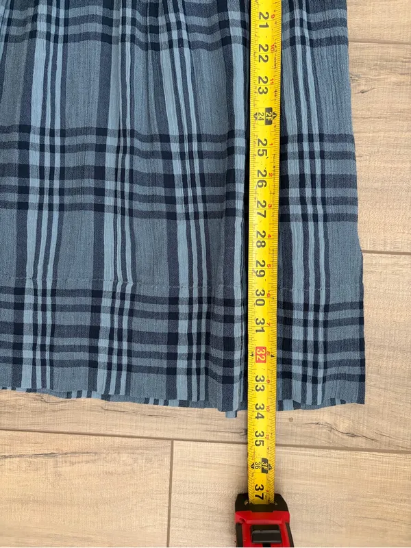 Faherty Isha Plaid Pintuck Organic Cotton Sleeveless Mini Dress Navy Blue NWT XS - Image 9