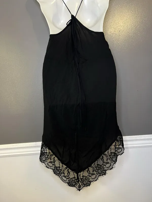 Intimately Free People Full Slip Womens XS Black Lace Sheer Strappy Chemise - Image 8
