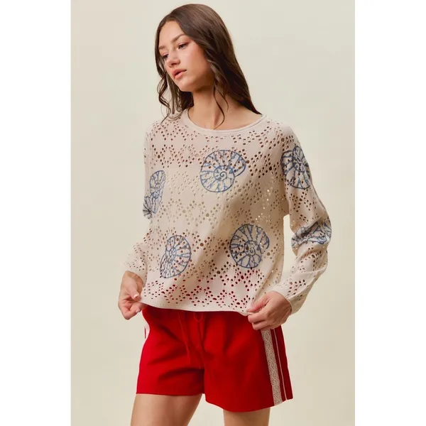 SO ME Seashell Lightweight Sweater Top - Image 14