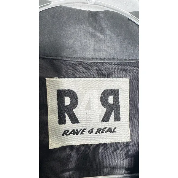 1990s Rave 4 Real Black Coated Stretch Trench Coat Women’s M/L - Image 11