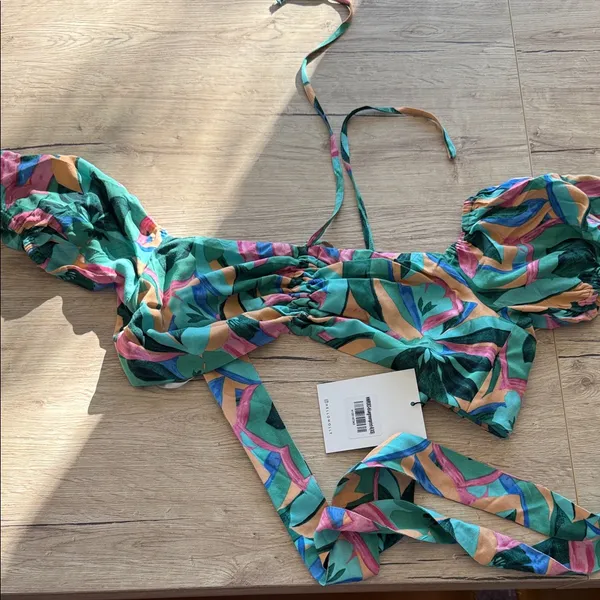 Nwt Hello Molly Tropicana Heart Crop Blue - Image 6