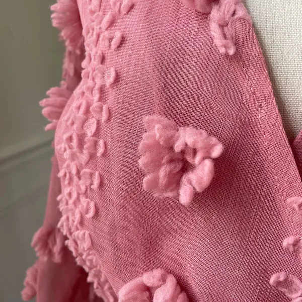 A.Calin Flying Tomato Pink Long Sleeve Pom Pom Mini Dress L - Image 8