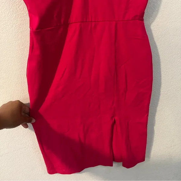 ASOS Pink Stretch Bodycon‎ V-Neck V-Back Side Slit Sleeveless Mini Dress Size 4 - Image 6