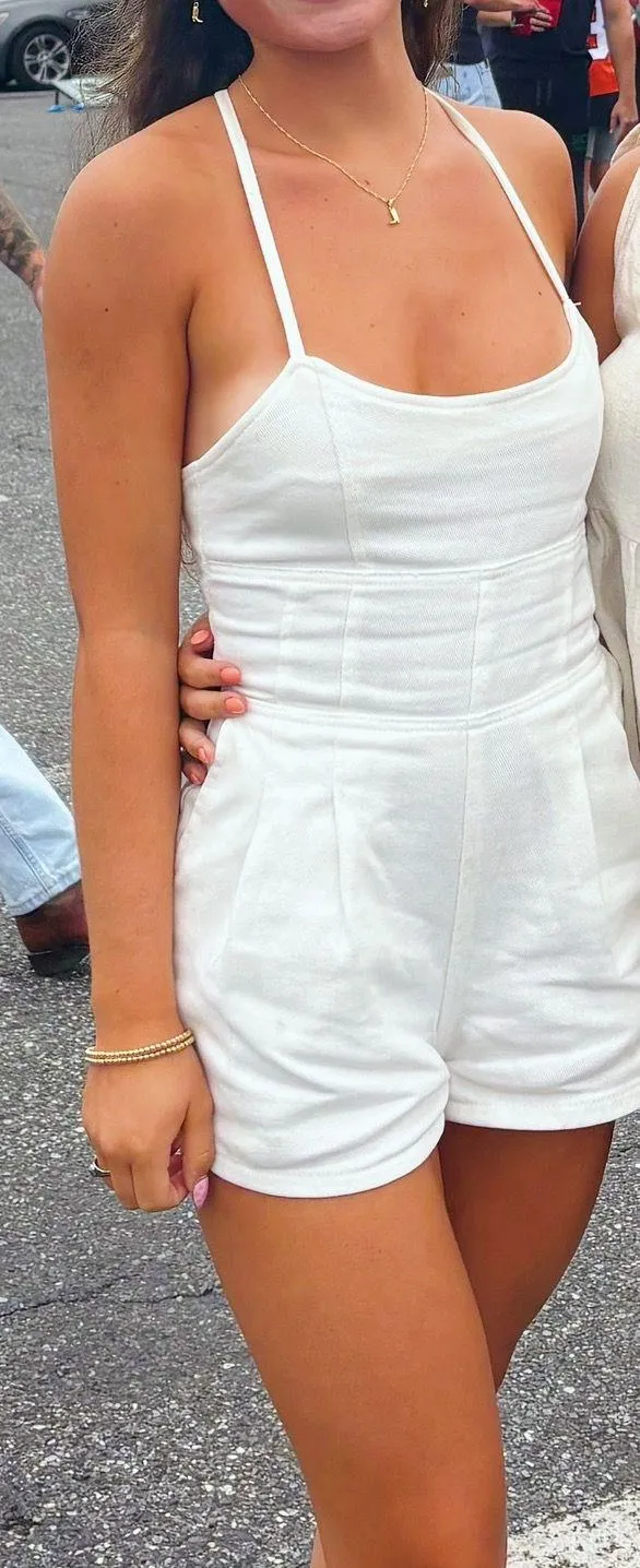 Forever 21 White Jean Romper - Image 2