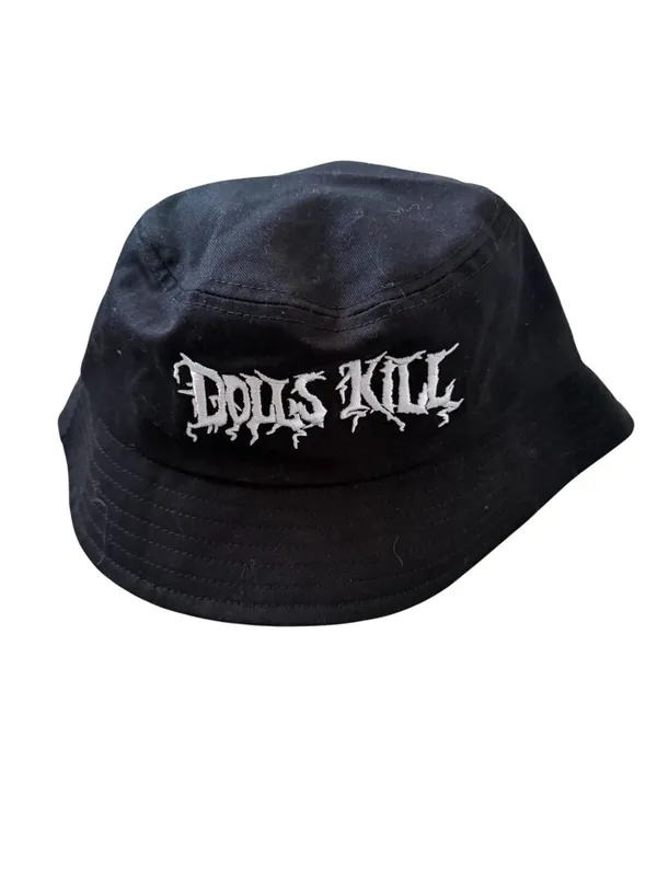 DOLLS KILL Black White Logo Bucket Hat One Size - Image 5