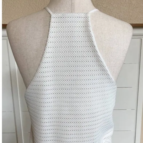 Zara White Textured Halter Peplum Top Asymmetrical Hem‎ Medium - Image 6