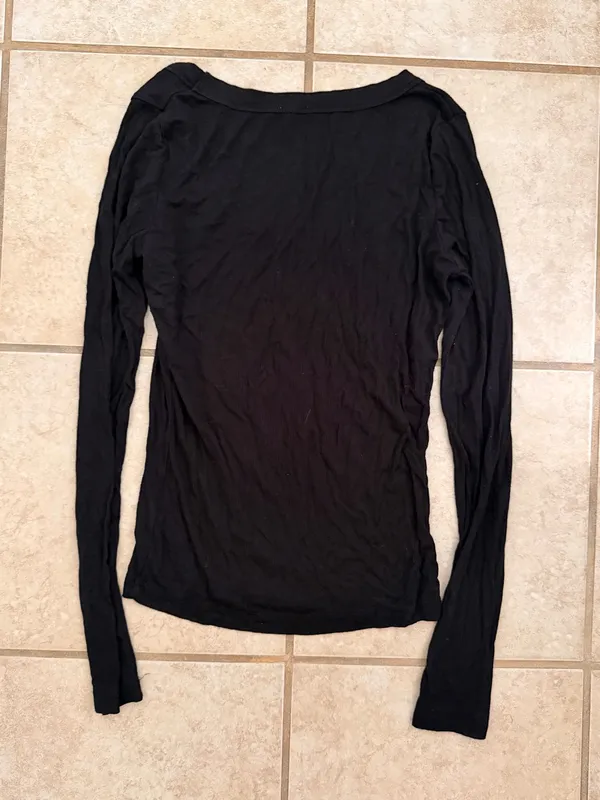 Cotton On Black Ribbed Scoop Neck Long Sleeve - Image 3