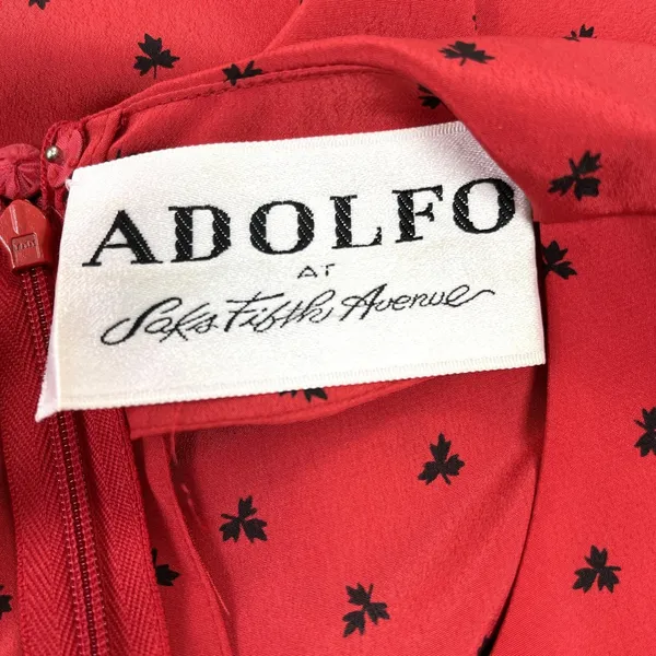 Vintage Adolfo‎ Saks Fifth Avenue Dress Maple Leaf Print Bow Secretary Mod S/M - Image 10