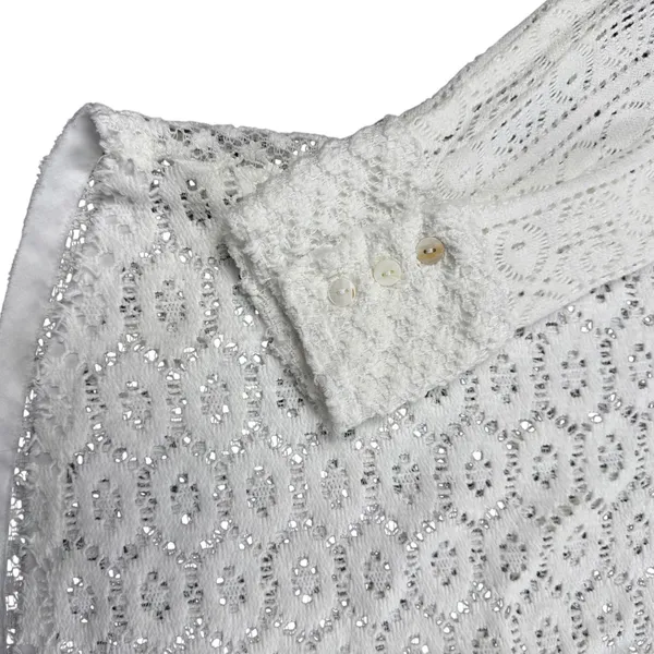 Stella+Ginger‎ Lace Crochet Pointelle Shirt Women XL Cottagecore White Button - Image 2