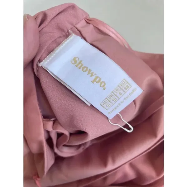 Showpo‎ Dazzling Lights Cowl Drape MIDI Dress Pink Peach Satin Size 6 US 0209 - Image 14