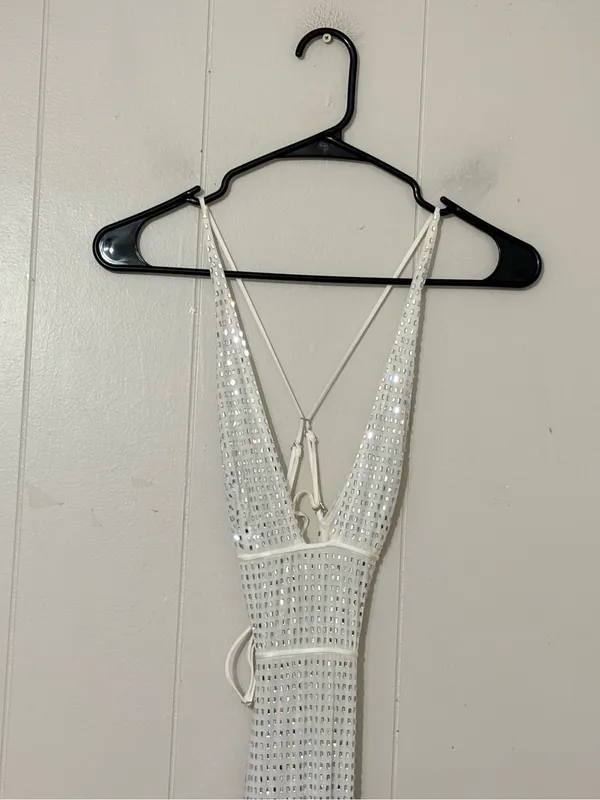 Oh Polly Magdalena Embellished Cut Out Backless Maxi Dress White Size 2 - Image 4