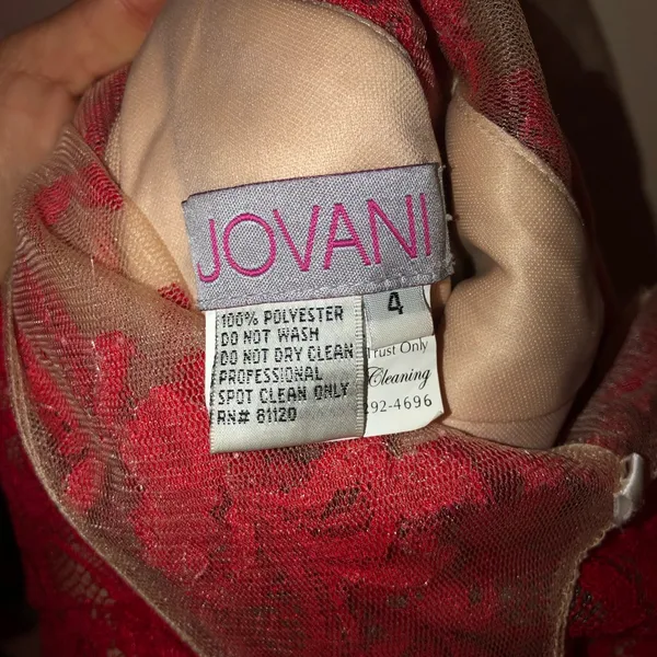 jovani red and nude lace fitted prom dress - Image 8