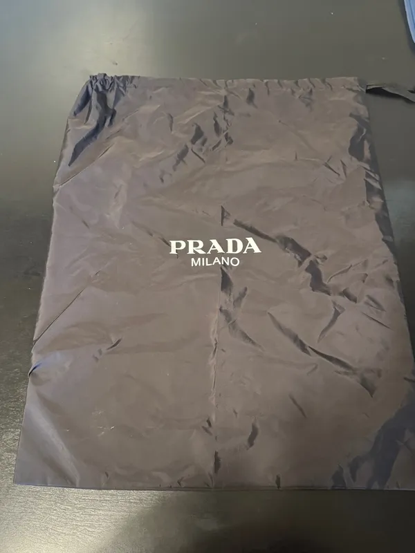 Prada Black Nylon Logo Drawstring Bag - Image 3
