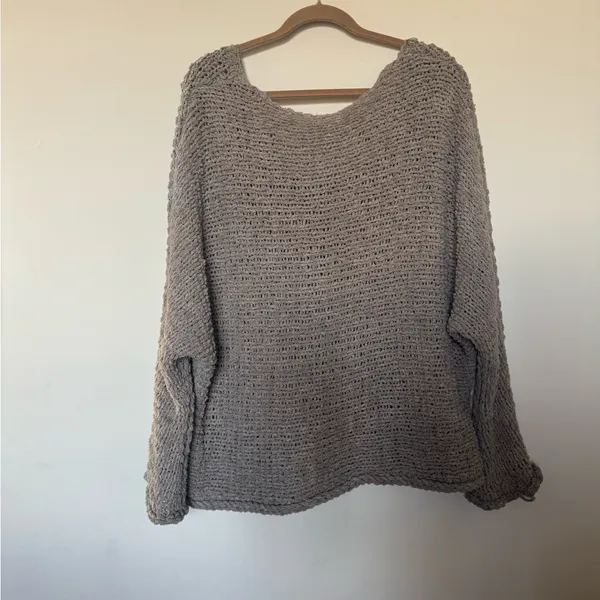 Free People Taupe V-Neck Sweater - Image 3