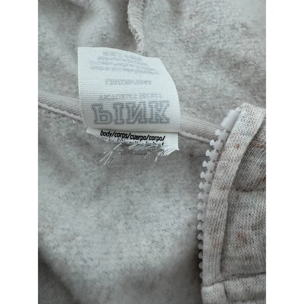 Victoria’s Secret PINK Gray Zip Up Hoodie Crest Logo Full Zip Sweatshirt Size L - Image 7
