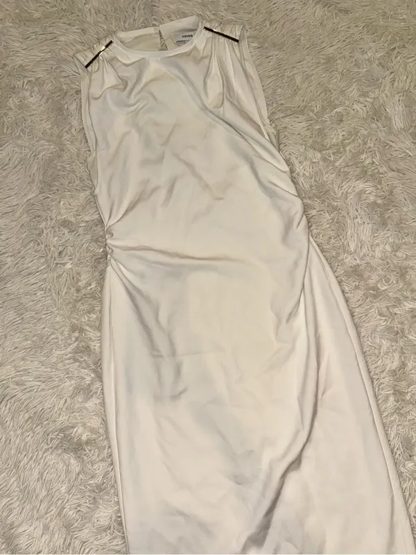 NEW Reiss Bronte Ruched Sleeveless ivory Midi Dress sz 4 - Image 5