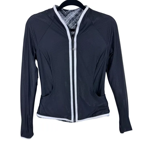Lululemon Find Your Bliss Reversible Full Zip Jacket Black White Mesh Womens‎ 4 - Image 6