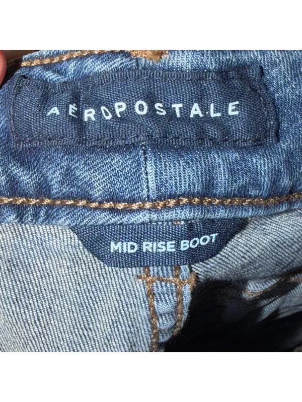 Aeropostale Mid Rise Boot Cut Jeans Women’s Size 6 Medium Wash Stretch Denim - Image 11