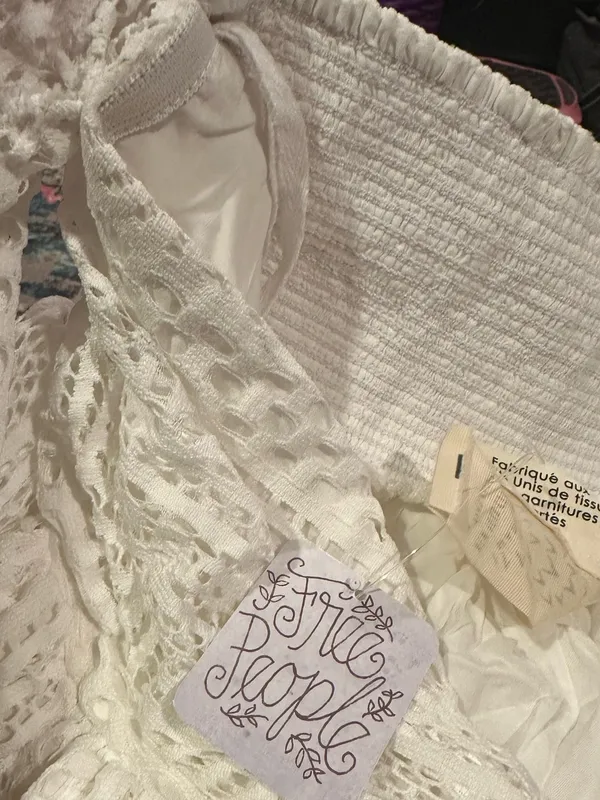 Free People Emmy Lou White Ivort Eyelet Babydoll Milkmaid Mini Dress L - Image 8