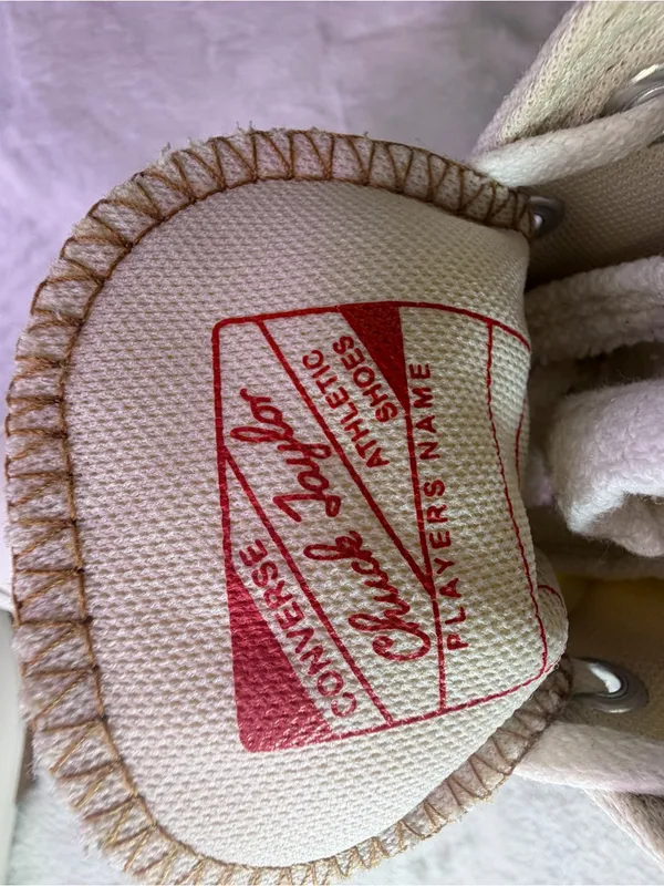 Converse Cream High-Top Sneakers with Tan Stitching - Image 14