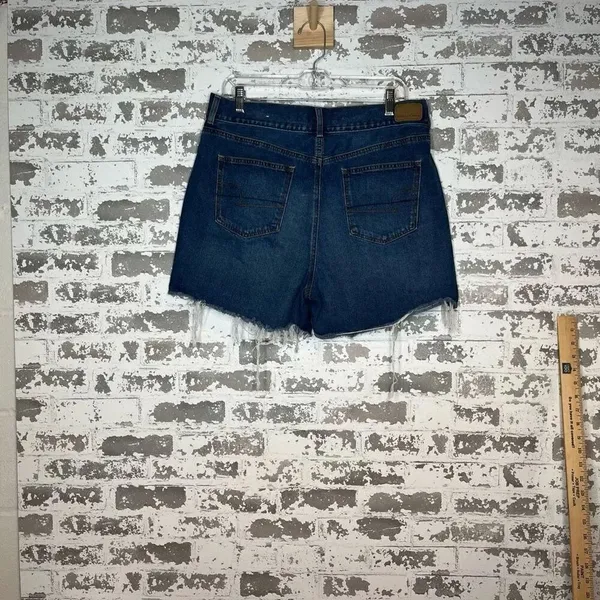 American Eagle | women denim mom shorts raw hem - Image 9