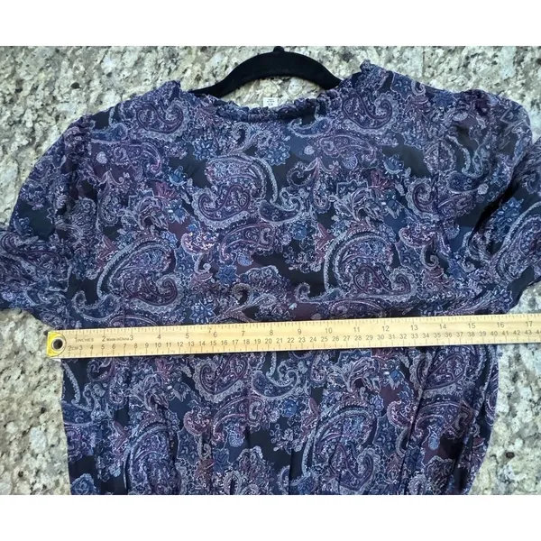 FRYE & Co. Women's Boho Paisley Tassel Tie Maxi Dress Long Sleeve Size XS - Image 8