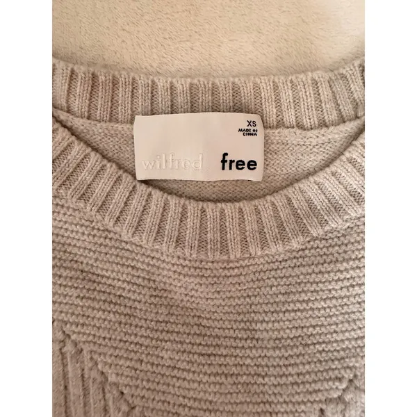 Wilfred Free Isabelli Sweater Aritzia Merino Wool Gray Ribbed Knit High Low XS - Image 5