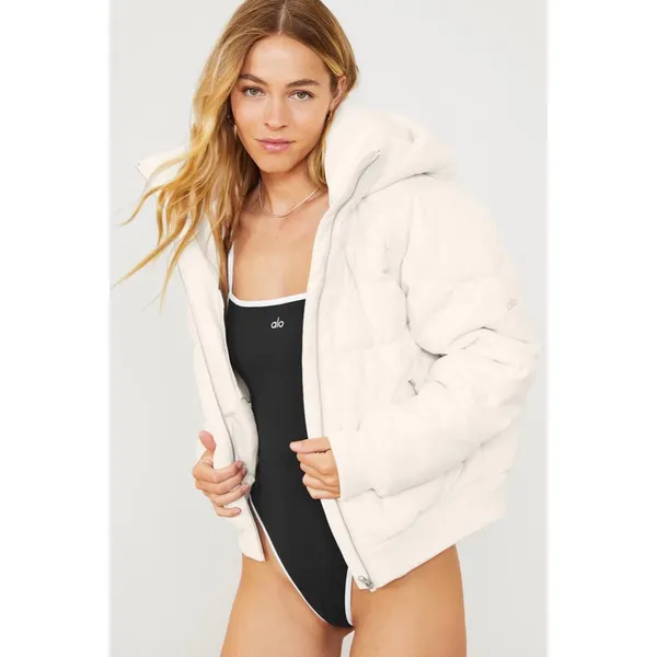 Alo Yoga Faux Leather Boss Puffer Ivory S - Image 5