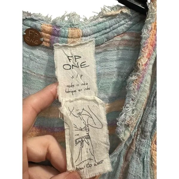 Free People One Maia Wrap Dress Women's Size Small Gauzy‎ Striped Flowy #K13-1 - Image 6