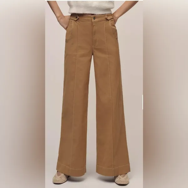 Anthropologie Maeve Contrast Stitch High-Rise Wide-Leg Pants 2 - Image 2