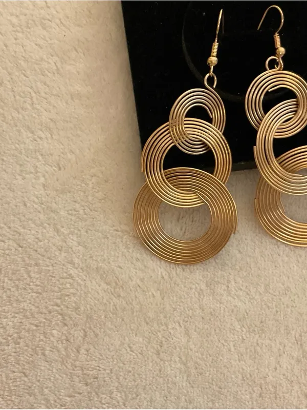 Gold Spiral Linked Drop Earrings for Women - Image 2
