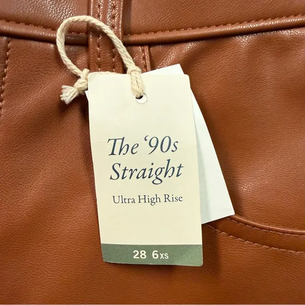 NWT Abercrombie & Fitch The 90s Straight Ultra High Rise in Cognac Leather 28/6 - Image 8