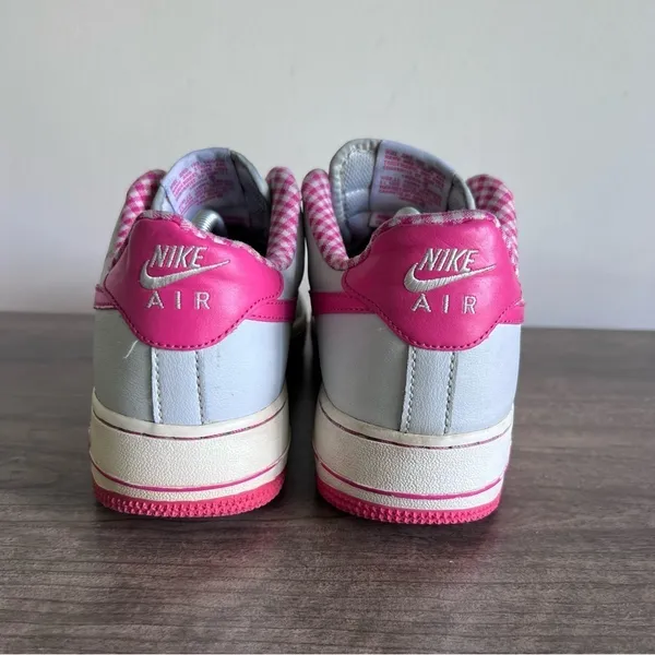 Nike Air Force 1 Lows Pink White Grey Shoe Size 7Y or 8.5 #619 - Image 6