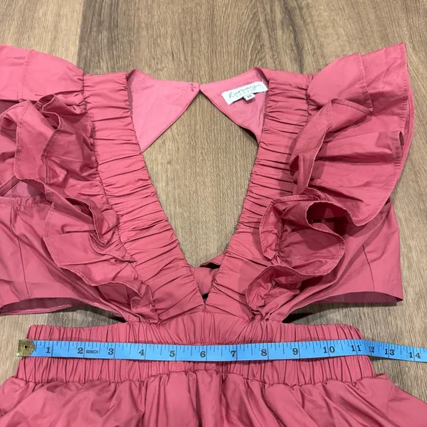 Runway Scout Womens Ruffled Cut Out Backless Rose Pink Mini Dress Size XS Cotton - Image 11