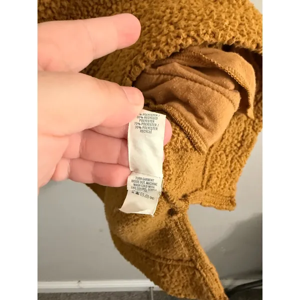 Aerie Sherpa Pullover Womens Large Mustard Yellow Henley Fleece Button Pocket - Image 5