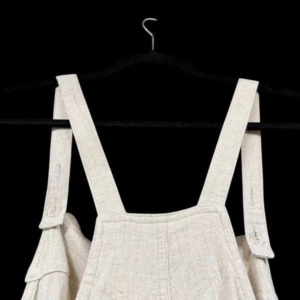 Universal Threads M Beige Oatmeal Linen Wide Leg Overalls Jumpsuit Boho Lagenlook - Image 5