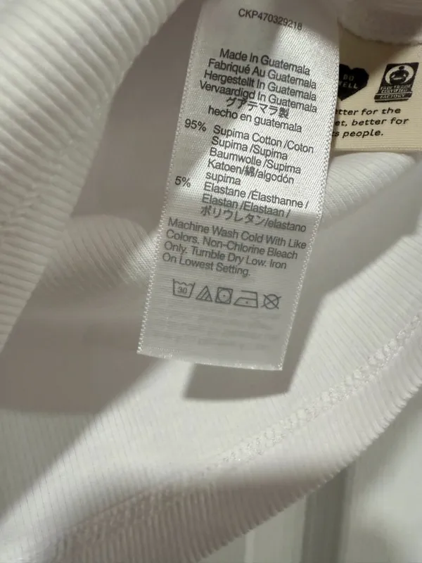 NWOT Madewell Size M White Square Neck Short Sleeve Ribbed Stretch Cropped Top - Image 6