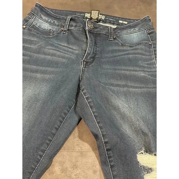 Rewash Mid Rise Distressed Skinny Jeans Trendy‎ Denim Streetwear B-393 - Image 2