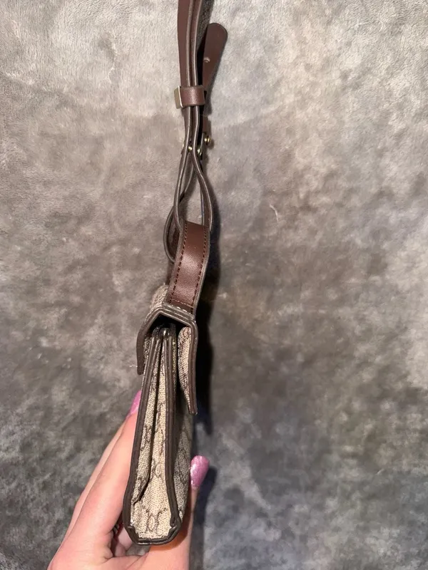 Mini Geometric Pattern Printed Flap Crossbody Bag Brown - Image 6