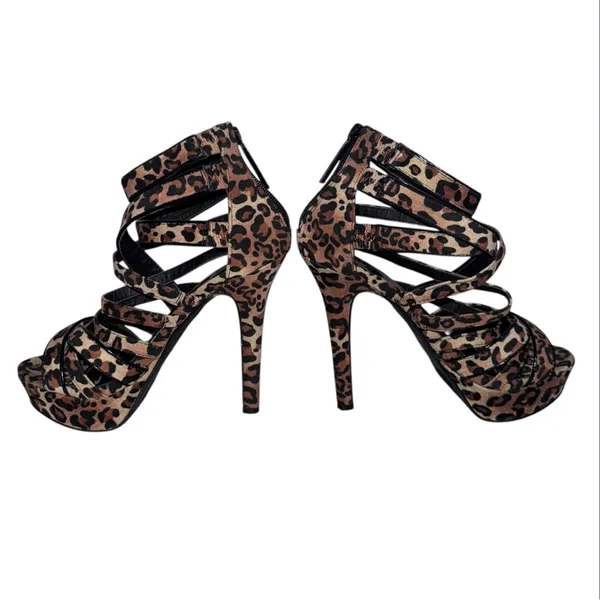 Shiekh Gaze-114 5.5 Hi Heel Color Camel Leopard Velvet - Image 2