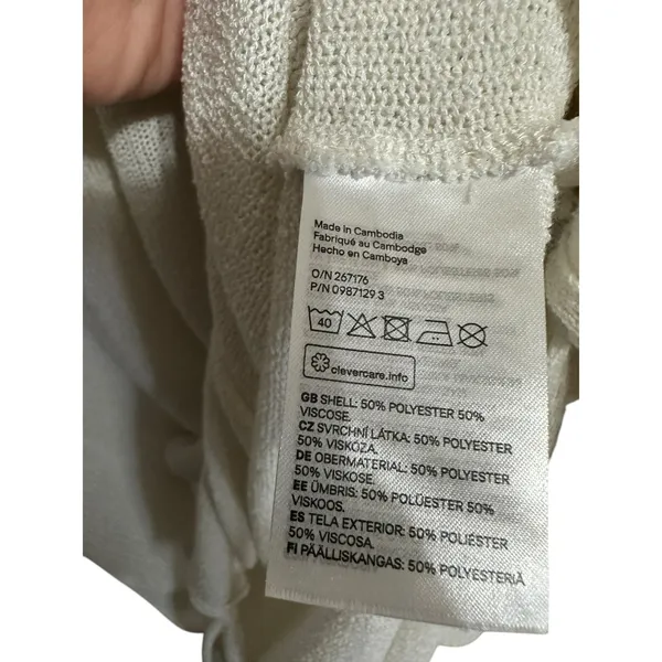 H&M women's white‎ short sleeve knit collared polo v neck mini dress size Small - Image 4