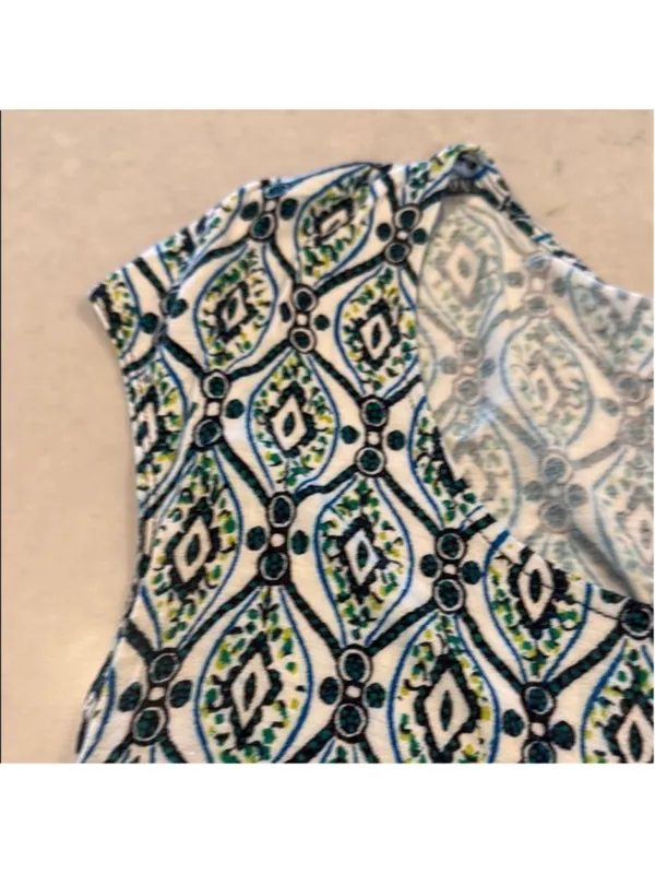 Ann Taylor Green and Blue Patterned Top Medium - Image 4