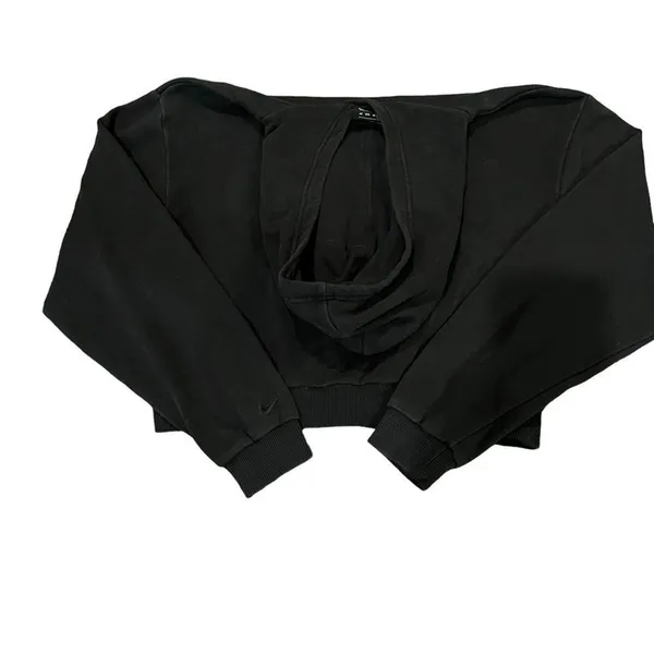Nike‎ Womens Cropped Pullover Hoodie Black Oval Script Logo Size XS - Image 5