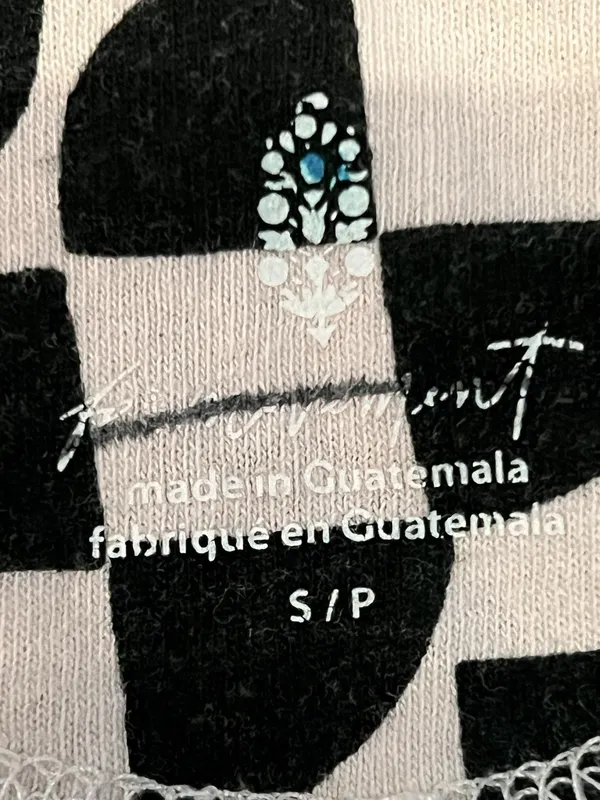 Free People Shirt Womens Small White Black Geometric Checkered Cropped Tee Top - Image 6